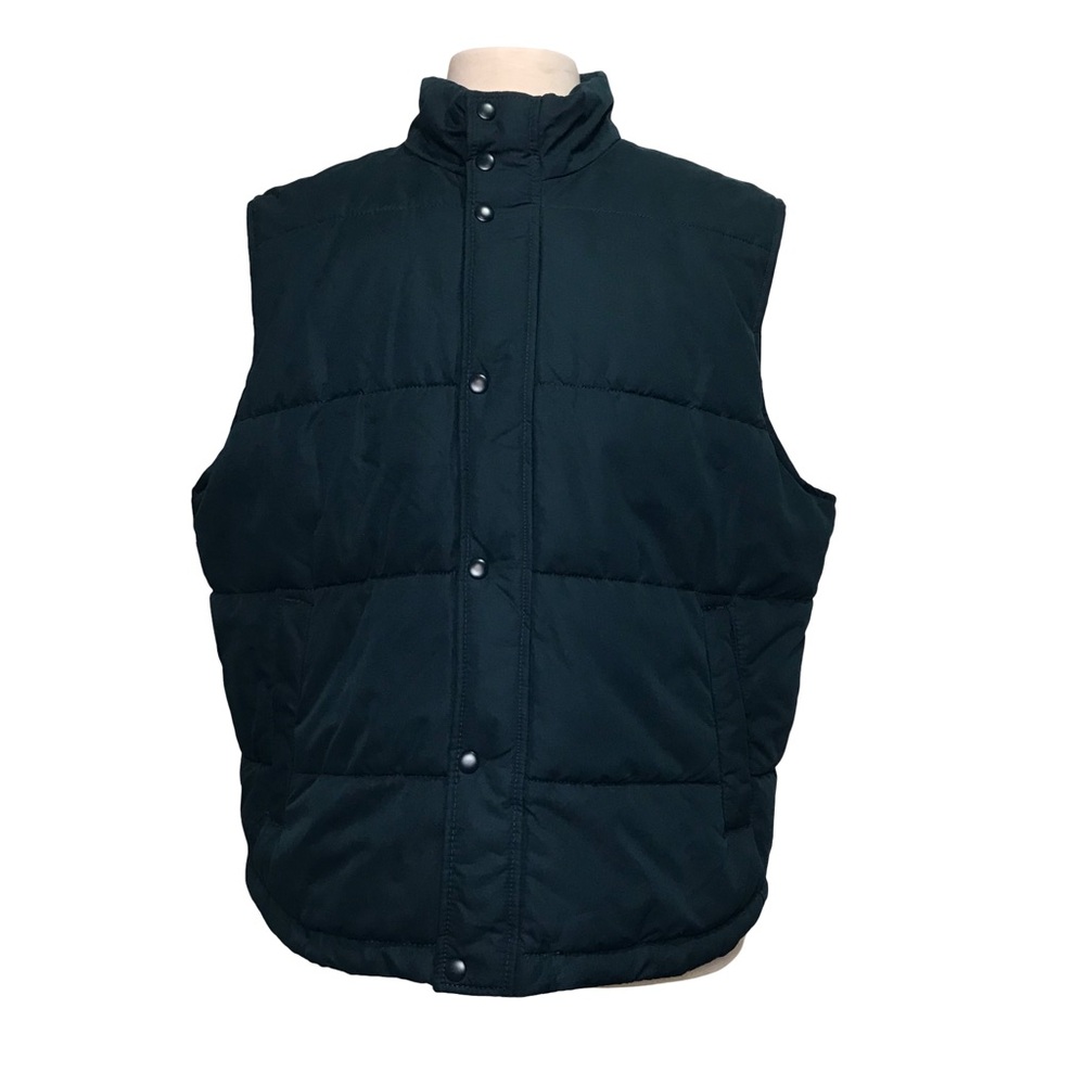 St John’s Bay Puffer Vest Men’s Size XL Color Dark Green Mock Neck Pocket’s